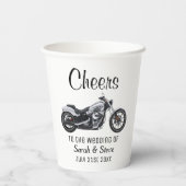 Gobelets En Papier Mariage de motocyclette Date Merci Cool (Verso)