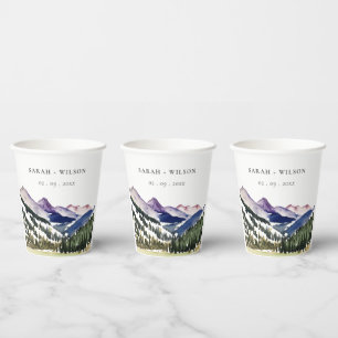 Gobelets En Papier Mariage de paysage de la montagne des neiges roche
