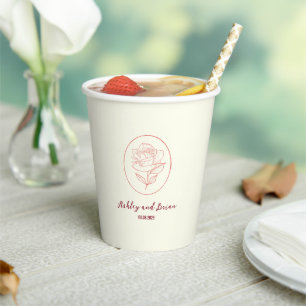 Gobelets En Papier Mariage de rose florale classique du jardin patrim