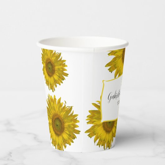 Gobelets En Papier Mariage de tournesols rayés jaunes (Droite)