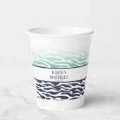 Gobelets En Papier Mariage de vague bleue ID836 (Verso)