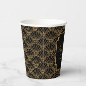 Gobelets En Papier Mariage de ventilateur Art déco noir et or (Droite)