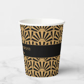 Gobelets En Papier Mariage de ventilateur Gold et Black Art Déco (Gauche)