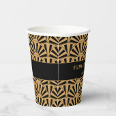 Gobelets En Papier Mariage de ventilateur Gold et Black Art Déco (Droite)