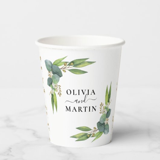 Gobelets En Papier Mariage de verdure Eucalyptus (Verso)
