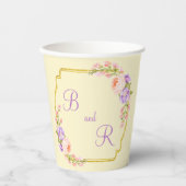 Gobelets En Papier Mariage Décontracté à cadre à deux monogrammes (Recto)