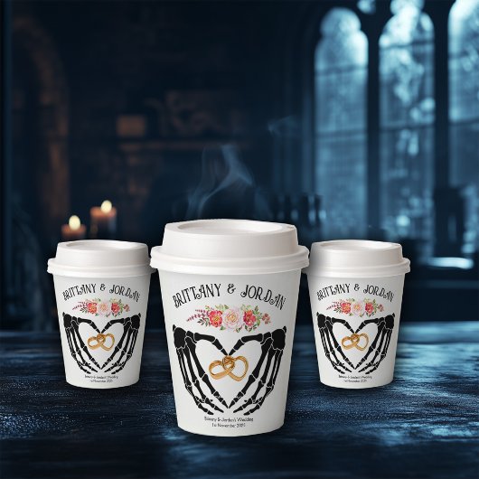 Gobelets En Papier Mariage des mains de squelette gothique clair