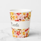 Gobelets En Papier Mariage d'hibiscus tropicaux d'Orange brulé (Verso)