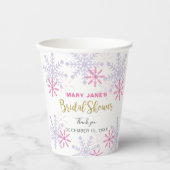 Gobelets En Papier Mariage d'hiver merveilleux doré pailleté neige (Recto)