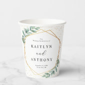 Gobelets En Papier Mariage d'huile d'or géométrique Eucalyptus (Recto)