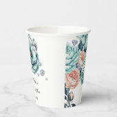 Gobelets En Papier Mariage diamant Turquoise et Pêche Rose (Gauche)