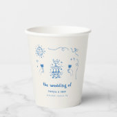 Gobelets En Papier Mariage Disco Français Champagne Dessin À La Main (Recto)