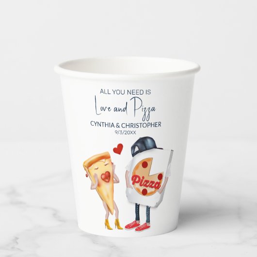 Gobelets En Papier Mariage drôle de Pizza Funny (Recto)