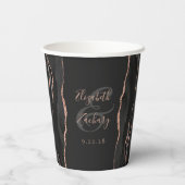 Gobelets En Papier Mariage écriture rose gold pailleté Agate noir (Verso)