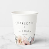 Gobelets En Papier Mariage élégant, blanc & Pastel Boho (Verso)