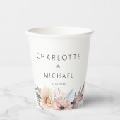 Gobelets En Papier Mariage élégant, blanc & Pastel Boho (Recto)