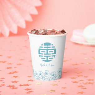 Gobelets En Papier Mariage élégant chinois double bonheur