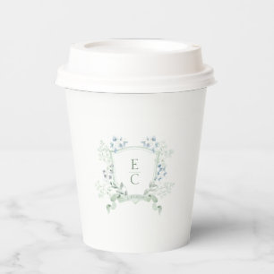 Gobelets En Papier Mariage Élégant Classe Crest Monogramme