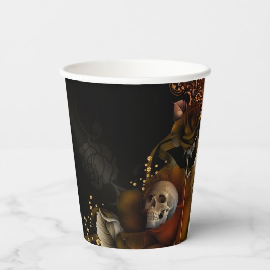 Gobelets En Papier Mariage élégant gothique crâne d'automne  (Verso)