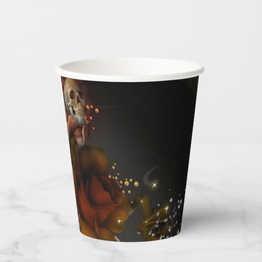 Gobelets En Papier Mariage élégant gothique crâne d'automne  (Recto)