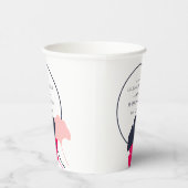 Gobelets En Papier Mariage Feuille Bold Modern Navy et Pink Ginkgo (Droite)