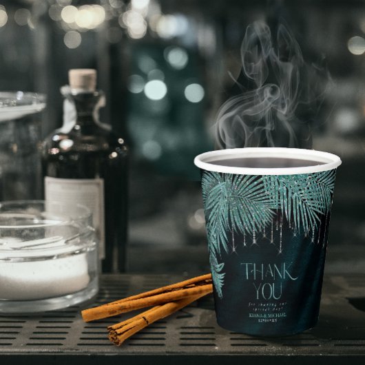 Gobelets En Papier Mariage feuille de joaillerie ID Turquoise830