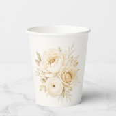 Gobelets En Papier Mariage Fleur Blanc d'Ivoire et Champagne Perle (Verso)