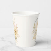 Gobelets En Papier Mariage Fleur Blanc d'Ivoire et Champagne Perle (Droite)