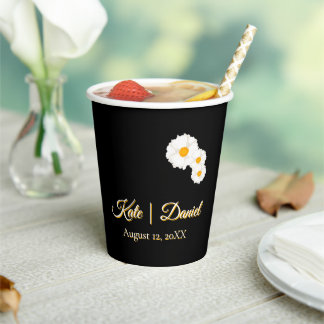 Gobelets En Papier Mariage Fleur Noir