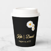 Gobelets En Papier Mariage Fleur Noir (Recto)