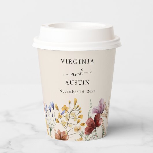 Gobelets En Papier Mariage Fleur sauvage Boho (Verso)