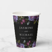 Gobelets En Papier Mariage Fleuris Pourpre Gothique Sombre (Verso)