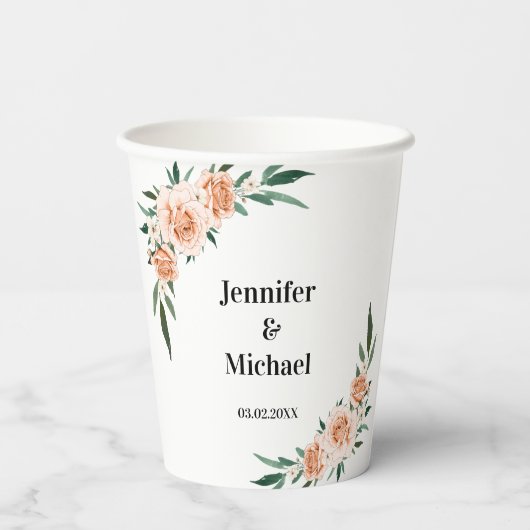 Gobelets En Papier Mariage Fleurs spécifiques au client (Verso)