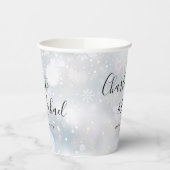 Gobelets En Papier Mariage Flocons de Neige de Script de Signature (Gauche)