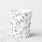 Gobelets En Papier Mariage floral blanc argenté (Verso)