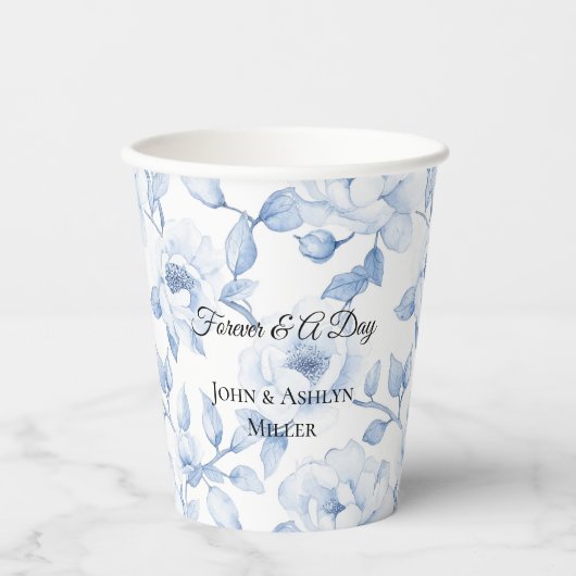 Gobelets En Papier Mariage floral blanc chic (Recto)