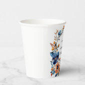 Gobelets En Papier Mariage floral bleu et orange (Droite)