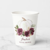 Gobelets En Papier Mariage Floral Bourguignon Citrouille Automne (Verso)