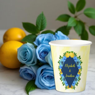 Gobelets En Papier Mariage Floral Citron Ensoleillé
