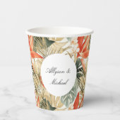 Gobelets En Papier Mariage floral d'anthurium orange tropical (Recto)