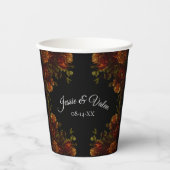 Gobelets En Papier Mariage floral de la chute noire (Recto)