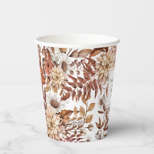 Gobelets En Papier Mariage floral de l'aquarelle d'automne (Droite)