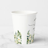 Gobelets En Papier Mariage Floral de Verdure Mr et Mrs Cœur Script (Droite)