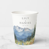 Gobelets En Papier Mariage Floral Fleur sauvage Watercolor (Verso)