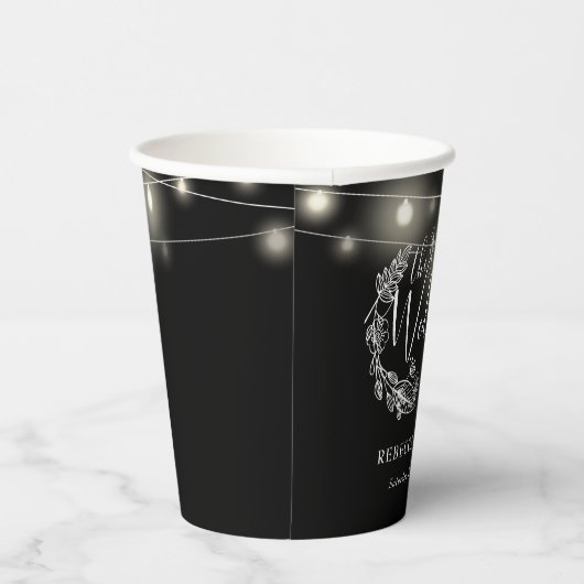 Gobelets En Papier Mariage Floral Noir Et Blanc (Droite)