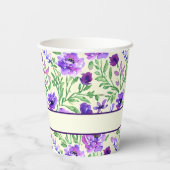 Gobelets En Papier Mariage floral pourpre et vert (Verso)