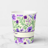 Gobelets En Papier Mariage floral pourpre et vert (Gauche)