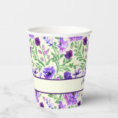 Gobelets En Papier Mariage floral pourpre et vert (Droite)