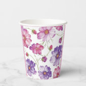 Gobelets En Papier Mariage floral rose pourpre (Verso)