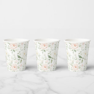 Gobelets En Papier Mariage Floral Rose Tendue Joliment